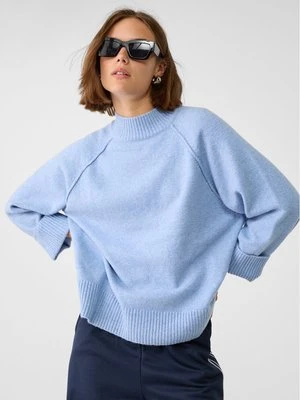 Stradivarius Sweter basic z dzianiny  Błękitny