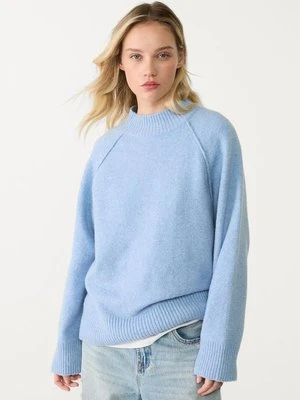 Stradivarius Sweter basic z dzianiny  Błękitny