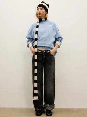 Stradivarius Sweter basic z dzianiny  Błękitny