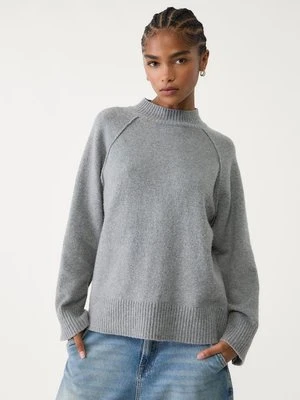 Stradivarius Sweter basic z dzianiny  Ciemnoszary
