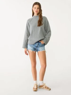 Stradivarius Sweter basic z dzianiny  Ciemnoszary