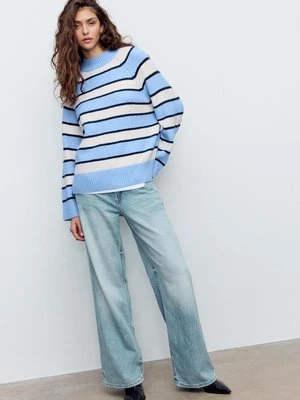 Stradivarius Sweter basic z dzianiny  Jasnobłękitny