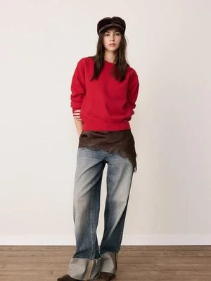 Stradivarius Sweter basic z dzianiny o miękkim dotyku  Czerwony