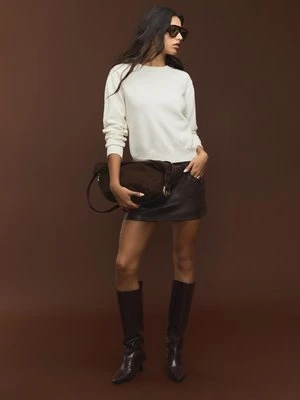 Stradivarius Sweter basic z dzianiny o miękkim dotyku  Ecru