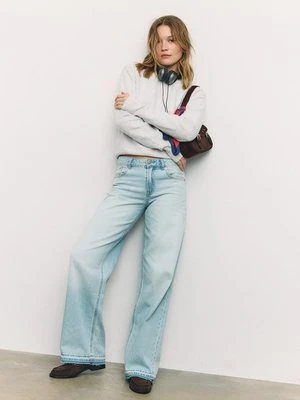 Stradivarius Sweter basic z dzianiny o miękkim dotyku  Perłowo-szary