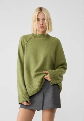 Stradivarius Sweter basic z dzianiny  Pistacjowy