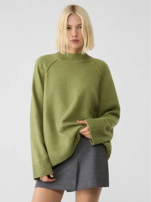 Stradivarius Sweter basic z dzianiny  Pistacjowy