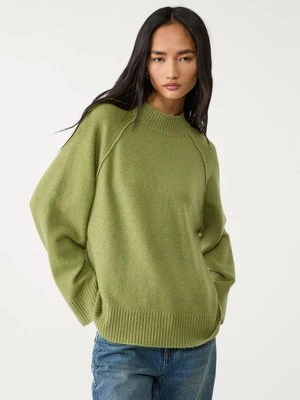 Stradivarius Sweter basic z dzianiny  Pistacjowy
