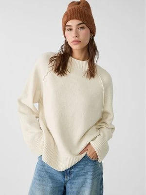 Stradivarius Sweter basic z dzianiny  Waniliowy