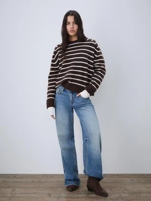 Stradivarius Sweter basic z miękkiej dzianiny  Brązowy