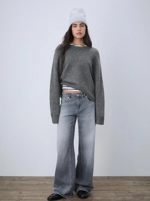 Stradivarius Sweter basic z miękkiej dzianiny  Ciemnoszary