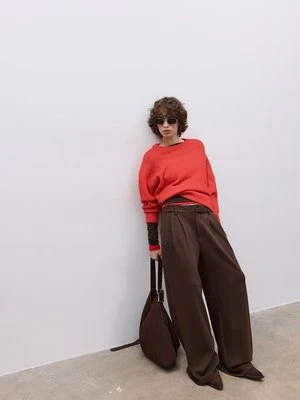 Stradivarius Sweter basic z miękkiej dzianiny  Czerwony