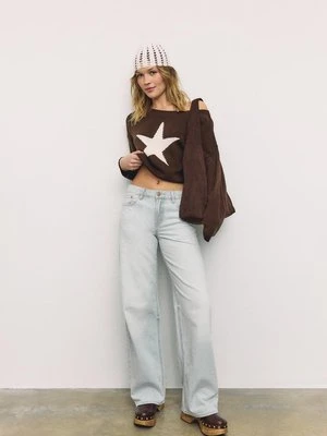 Stradivarius Sweter dzianinowy asymetryczna gwiazda  Brązowy