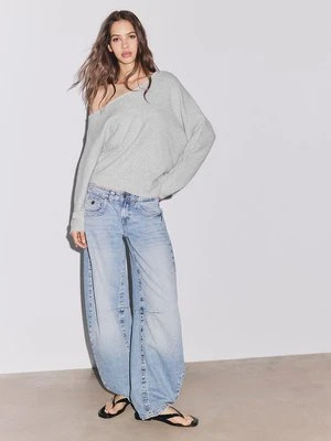 Stradivarius Sweter dzianinowy asymetryczny  Popielaty