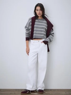 Stradivarius Sweter dzianinowy crop w paski  Ciemnoszary