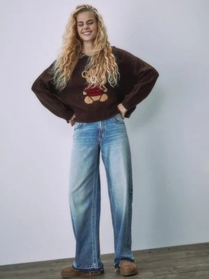 Stradivarius Sweter dzianinowy z intarsją  Brązowy