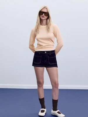 Stradivarius Sweter dzianinowy z kontrastowymi wykończeniami  Szary