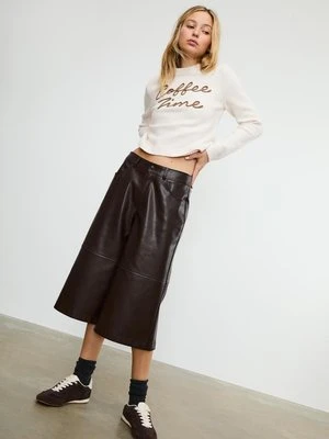 Stradivarius Sweter dzianinowy z tekstem pozycyjnym  Waniliowy