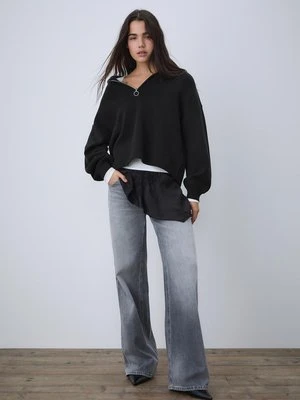 Stradivarius Sweter dzianinowy z zamkiem  Czarny