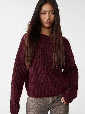 Stradivarius Sweter oversize  Wiśniowy