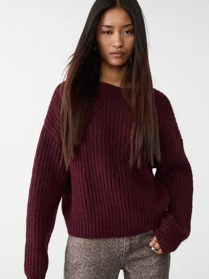 Stradivarius Sweter oversize  Wiśniowy