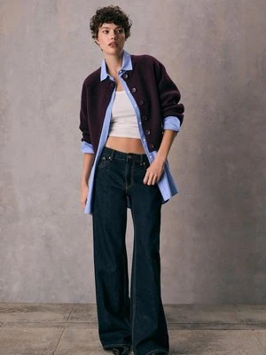 Stradivarius Sweter rozpinany z dzianiny