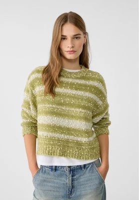 Stradivarius Sweter w paski  Pistacjowy