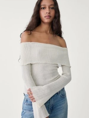 Stradivarius Sweter z dekoltem z odkrytymi ramionami  Ecru