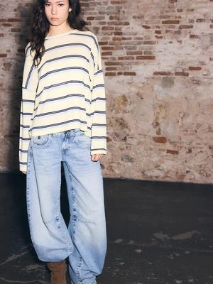 Stradivarius Sweter z dzianiny w paski  Żółty pastelowy