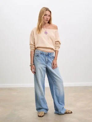 Stradivarius Sweter z dzianiny z dekoltem łódką  Szary