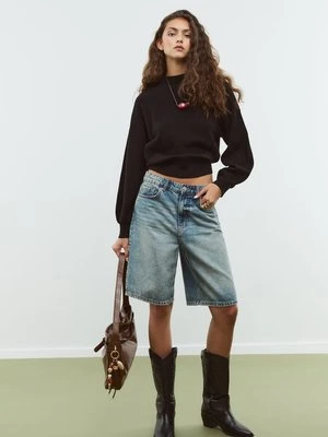 Stradivarius Sweter z dzianiny z golfem  Czarny