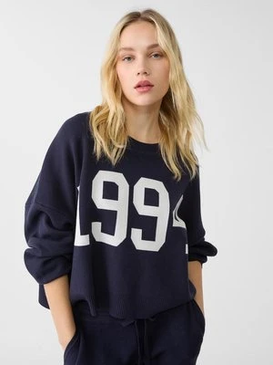 Stradivarius Sweter z dzianiny z numerem  Morski