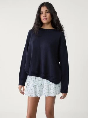 Stradivarius Sweter z dzianiny z okrągłym dekoltem  Morski