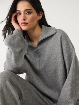 Stradivarius Sweter z dzianiny z suwakiem  Ciemnoszary