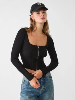 Zdjęcie produktu Stradivarius Sweter z dzianiny z suwakiem  Czarny