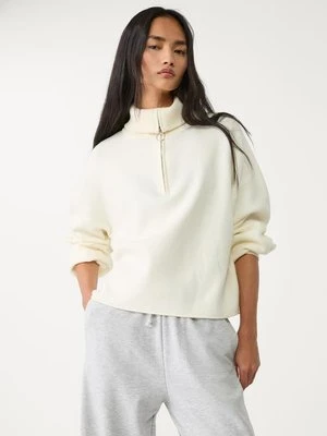 Stradivarius Sweter z dzianiny z suwakiem  Ecru