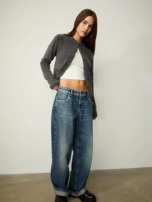 Stradivarius Kardigan z dzianiny z guzikami  Ciemnoszary