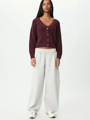 Stradivarius Sweter z guzikami  Wiśniowy
