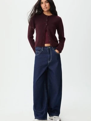 Stradivarius Sweter z guzikami  Wiśniowy