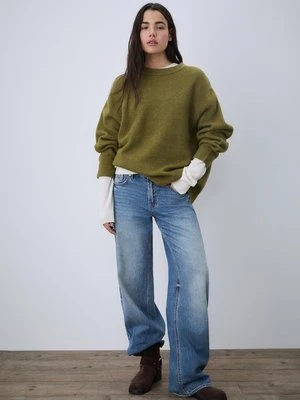 Stradivarius Sweter z miękkiej dzianiny  Oliwkowy