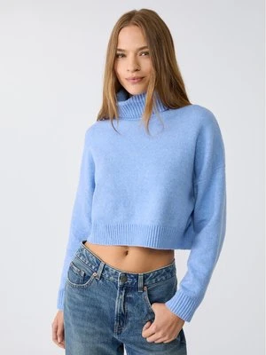 Stradivarius Sweter z miękkiej dzianiny Soft Touch  Błękitny