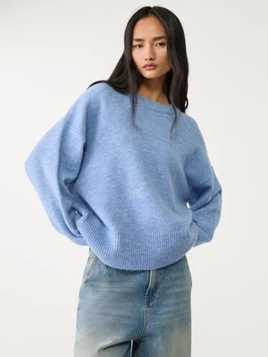 Stradivarius Sweter z miękkiej dzianiny Soft Touch  Błękitny