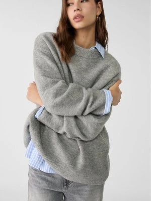 Stradivarius Sweter z miękkiej dzianiny Soft Touch  Popielaty