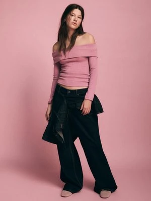 Stradivarius Sweter z odkrytymi ramionami  Malwowy