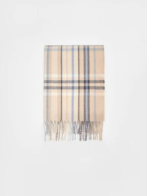 Stradivarius Szal w kratę  Beżowy