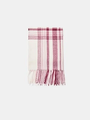 Stradivarius Szal w kratę  Wiśniowy