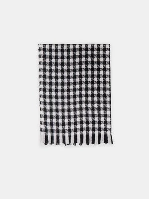 Stradivarius Szalik w drobną kratkę  Czarny