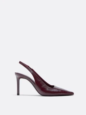 Stradivarius SZEROKIE. Klasyczne buty na obcasie  Ciemnoczerwony