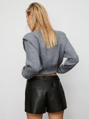 Stradivarius Szorty mini ze sztucznej skóry  Czarny