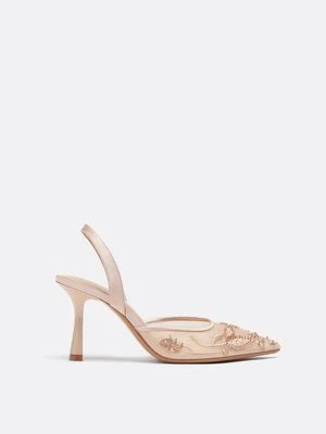 Stradivarius Szpilki z siateczki z cyrkoniami  BEŻOWY